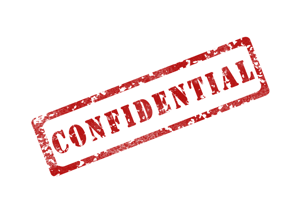 Stilisierter roter Stempelaufdruck "Confidential"